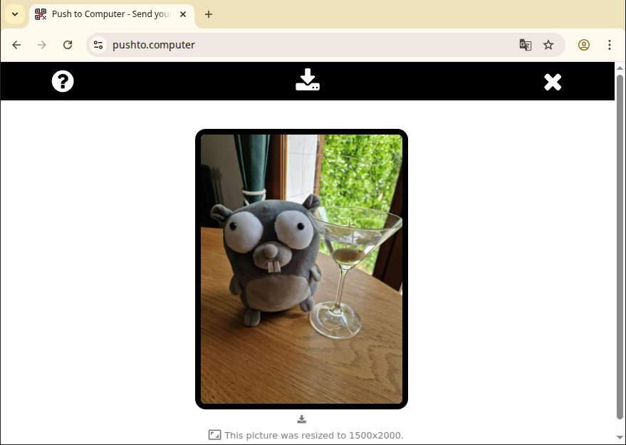 Transfer completed of the resized photo