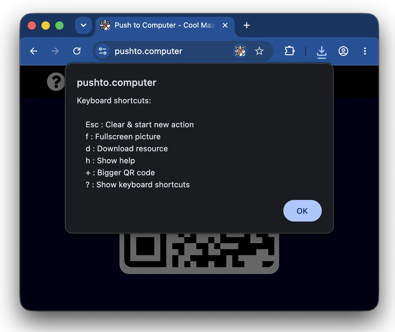 List of available keyboard shortcuts